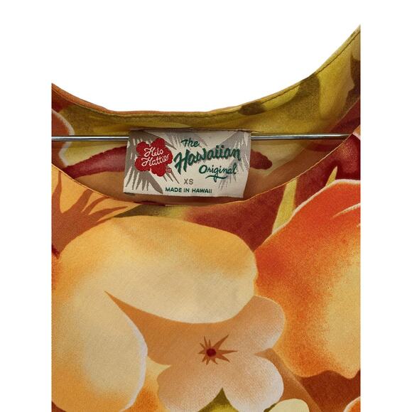 Vintage Hilo Hattie Hawaiian Dress Sleeveless Orange Tropical Flared Bottom XS - Picture 8 of 9